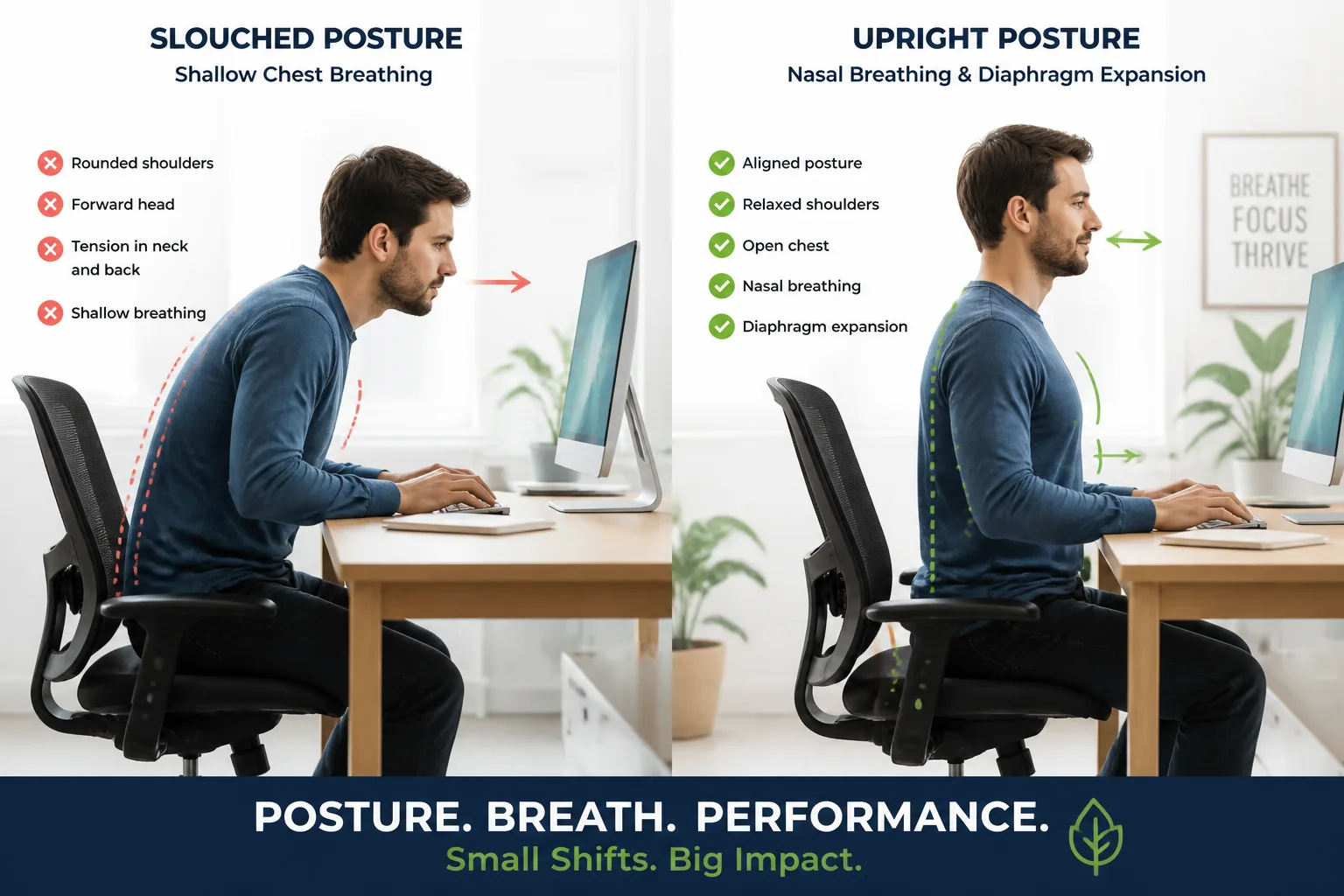 Breath & Ergonomics: How Better Breathing Improves Posture, Relieves Pain, and Restores Energy
