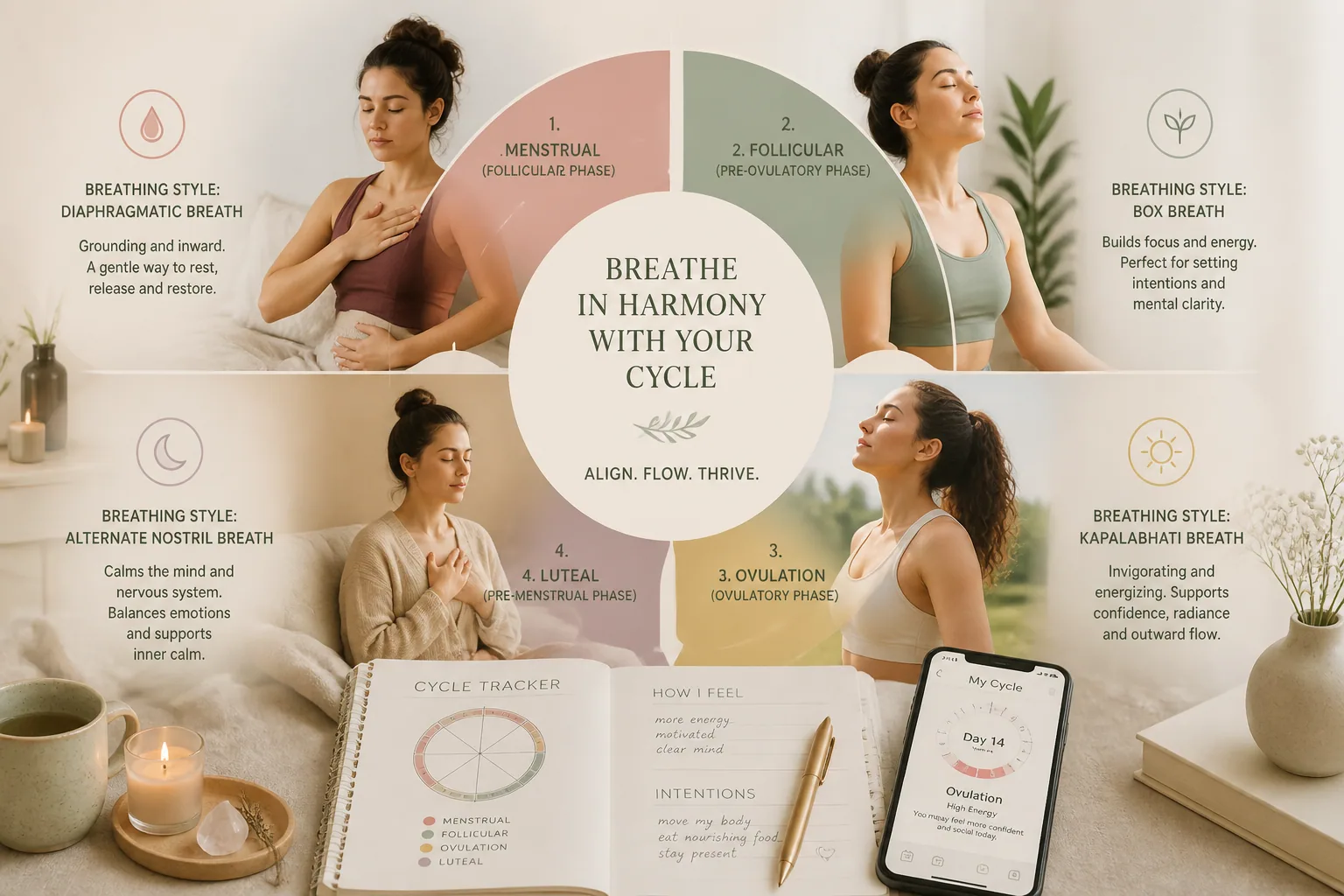 Breathwork & Monthly Hormone Rhythms: How to Support Each Cycle Phase with Targeted Breathing
